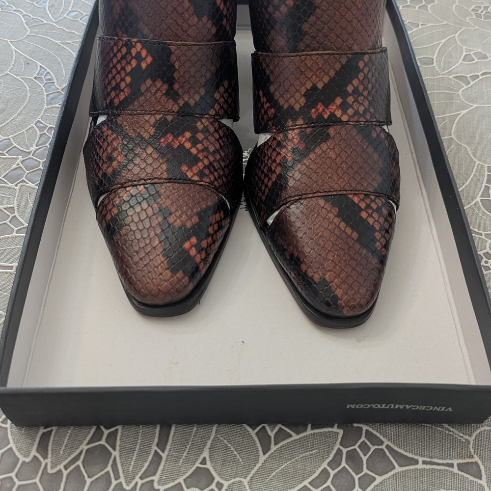 Vince Camuto Black and Red Snake Print Mules - Picture 7 of 12